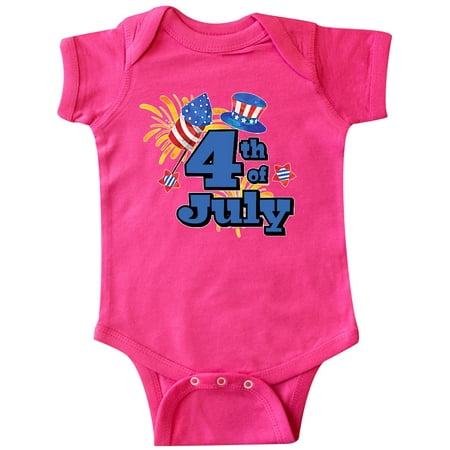 

Inktastic 4th of July with Stars Hat and Fireworks Gift Baby Boy or Baby Girl Bodysuit