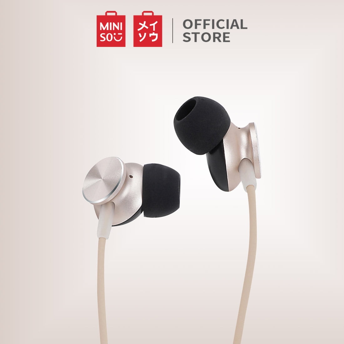 MINISO CD Pattern Hi-Fi In-Ear Metal Earphone for iPhone Android iPad,  Golden