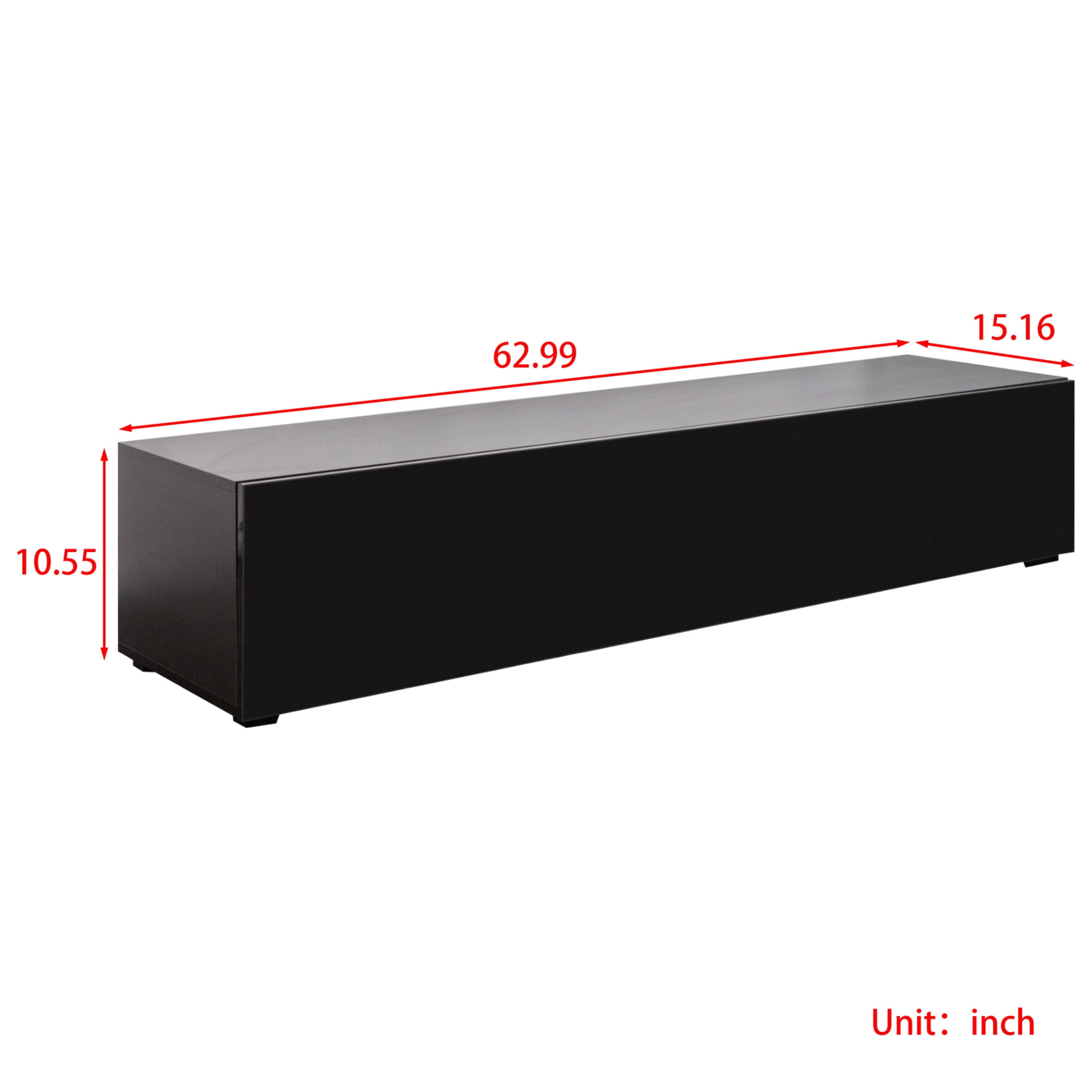 Noble House 63" Floating Media Console, Wall Mounted TV Stand with Drop-Down Cabinets for Living Room, Black
