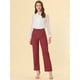 thumbnail image 3 of INSPIRE CHIC Pantalones a cuadros casuales para mujer, bolsillos, pierna recta, trabajo, oficina, pantalones rojo M, 3 of 5