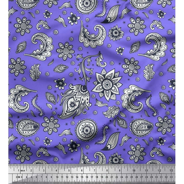 Soimoi Moss Georgette Fabric Paisley & Floral Artistic Decor Fabric Printed Yard 42 Inch Wide