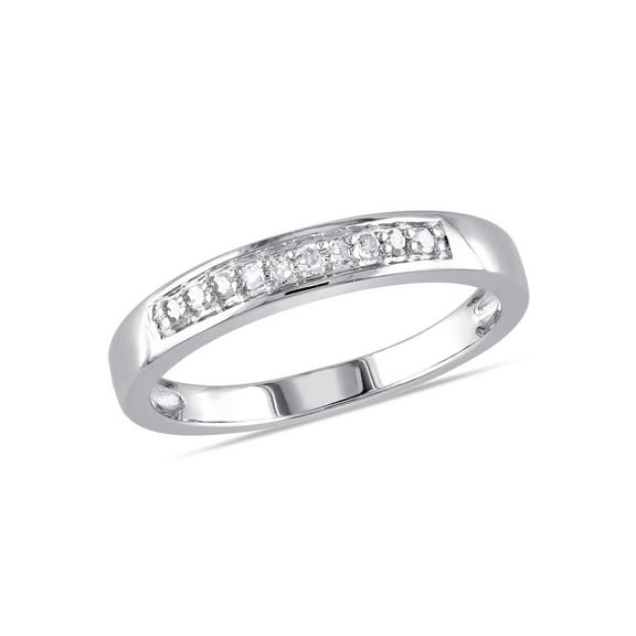 1/10 Carat (Ctw G-H-I, I2-I3) Diamond Wedding Band Ring in Sterling Silver for Women