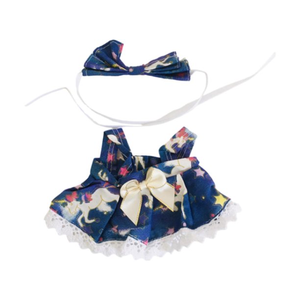 Ropa para muñecas, falda y diadema de peluche, adorable juego para cambiarse de ropa. Azul