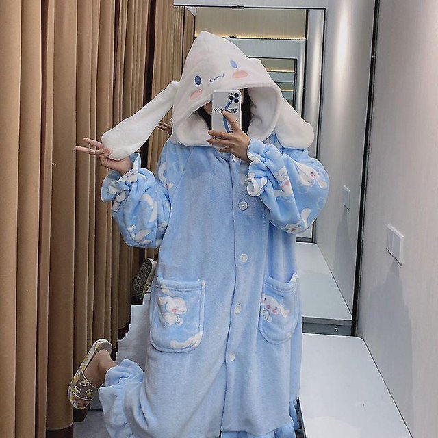 2024-2022 Winter Kawaii Sanrio Pajamas Animation Kuromi Cinnamoroll My Melody Facecloth Plush Warm And Comfortable Pajama Pants Set