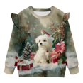 thumbnail image 6 of DISNIMO Christmas Sweatshirt for Girls Dog Printed Pullover Tops Long Sleeve Sweater Fall Winter T-Shirts for Toddler Girls 1-2 Years, 6 of 7