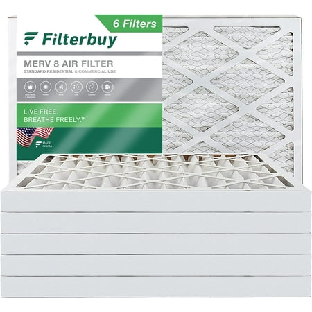 

Filterbuy 12x20x2 MERV 8 Pleated HVAC AC Furnace Air Filters (6-Pack)