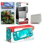 Nintendo Switch Lite Console Turquoise with Minecraft, Protective Case, Screen Protector and Screen Cleaning Cloth Bundle - Import with US Plug