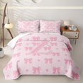 thumbnail image 2 of Manfei Pink Cute Bow Quilt Full For Girls,Cartoon 3D Letter Z Monogram Full Bedspread Sets,3-Piece, 2 of 7