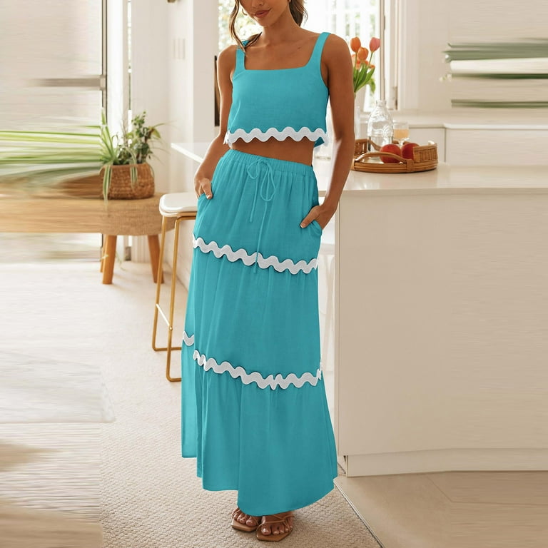 beach skirts and dresses White Linen Two Piece Skirt Set