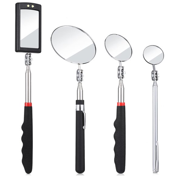 Espejo de inspección telescópico BBTO con luz LED, 4 piezas