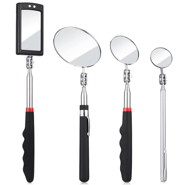 Espejo de inspección telescópico BBTO con luz LED, 4 piezas