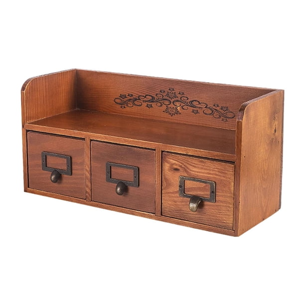 Caja de almacenamiento de madera, soporte para joyas y artículos diversos, solución de almacenamiento, organizador de escritorio para oficina y