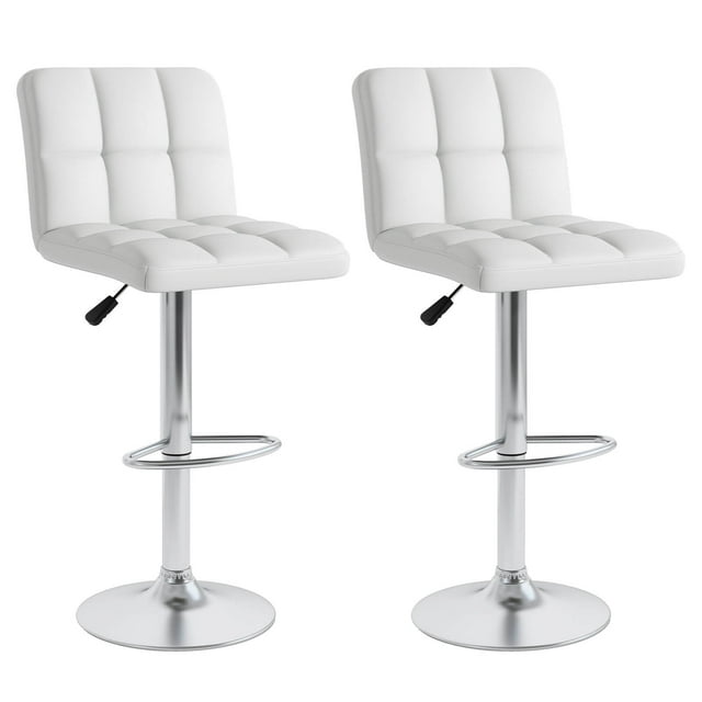 Costway Modern Swivel Bar Stools Set of 2 with Heavy-duty Metal Base & Footrest Back White