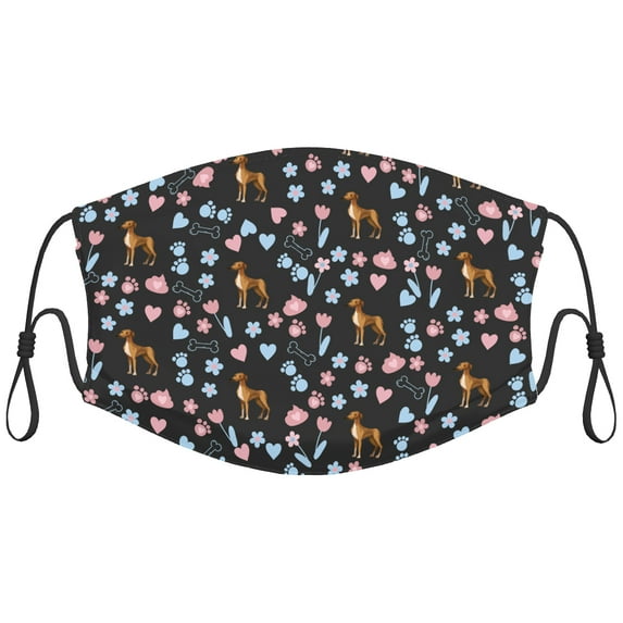 Cute Greyhound Dog Graphic Printed Cloth Face Masks Reusable Washable Adjustable for Adults (1 PCS)
