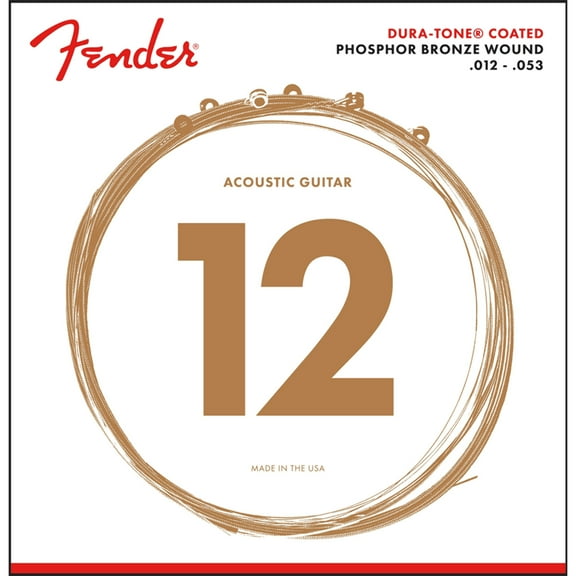 Fender 860L Phosphor Bronze Dura-Tone Coated Light Acoustic Guitar Strings 12-53
