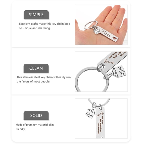 NICEXMAS New Home Keychain House Shape Pendant Stainless Steel 1Set for Friends and Family