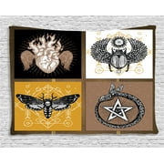 Occult Decor Tapestry, Authentic Occult Themed Insects Print Forces of Nature and Mother Earth Boho Line, Wall Hanging for Bedroom Living Room Dorm Decor, 80W X 60L Inches, Multi, by Ambesonne