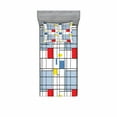thumbnail image 2 of Ambesonne Geometric Fitted Sheet & Pillow Sham Set, Quadratic Striped Grid, Full, Multicolor, 2 of 3