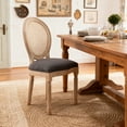 thumbnail image 4 of French Country Dining Chairs Set of 2 with Rattan Backrest and Upholstered Seat, Vintage Farmhouse Kitchen Chairs with Solid Wood Legs for Dining Room, Living Room, Restaurant, 4 of 9