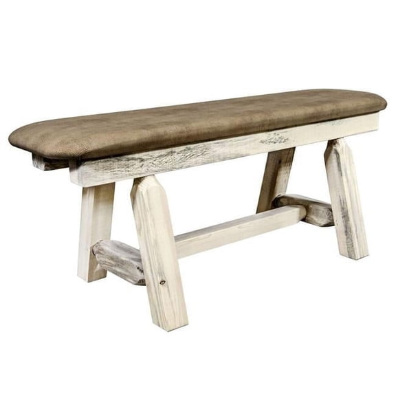 45 in. Homestead Collection Plank Style Bench with Buckskin Upholstery, Ready to Finish