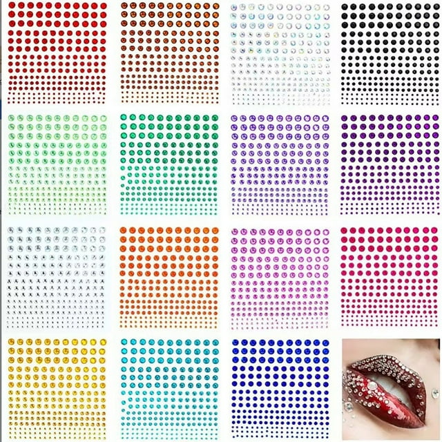 Self Adhesive Stickers For Nail Decor 4 Size 15 Color Sticky Gems For Body Makeup Stick On Acrylic For CraftCard Decorations