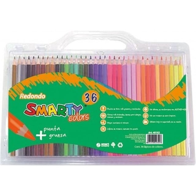Lápices De Colores Cja C/36 Pzas. Largos Redondos Smarty AleJaz 7XPMQ