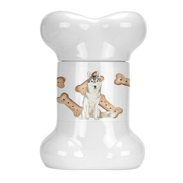 Carolines Treasures CK2333BSTJ Siberian Husky Bone Shaped Treat Jar  multicolor