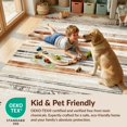 thumbnail image 4 of Design&I 5'x7' Washable Area Rug Beige Distressed Vintage Stripe Interlocking Geometric Neutral for Dining Room, Under Table, Home Office, Snag-Free, Skid-Resistant, 4 of 7