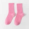 thumbnail image 1 of Summer Socks For Women Cotton Soft Mid Length Socks Comfortable Breathable Solid Color Fall Winter Simple Designer Striped Socks Rose Pink, 1 of 6