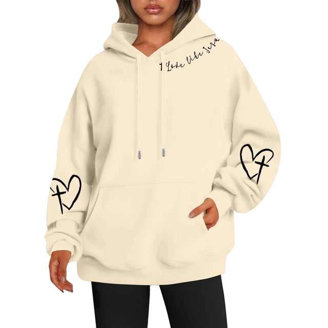 Sweat à Capuche Réversible Imprimé pour Femmes avec Poches Manches Longues Décontracté 100 pour Cent Polyester Vêtements d'Automne pour Adolescentes Petit Sweat à Capuche pour Femmes avec Fermeture Éclair