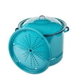 thumbnail image 3 of Cinsa 34-Quart Enamel on Steel Steamer Pot with Lid & Trivet, Easy to Clean, Blue, 3 of 6