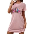 thumbnail image 2 of Pyjamas de Noël pour Femmes, Shorts pour Femmes, Chemise de Nuit de Noël Grande Taille pour Femmes avec Col Rond Imprimé et Manches Courtes sur la Poitrine, Chemises à Manches Courtes pour Femmes, Chemise de Noël pour Femmes, 2 of 2
