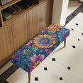 thumbnail image 3 of XYZCANDO Easy Install Rectangular Long Bench Protector, Vibrant Floral Print Polyester Spandex Washable Bench Covers for Dining Room Living Room, 3 of 9