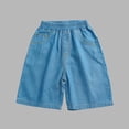 thumbnail image 4 of hengsof Boy's Summer Thin Elastic Waist Shorts Children's Solid Color Pocket Casual Summer Shorts Loose Comfortable Knee Length Shorts Ages 3-14 Years, 4 of 4