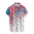 thumbnail image 5 of Men's 4th of July T-Shirt Turn-Down Collar Blouse Button Down V Neck Tops Independence Day Shirts Red White Blue Stars Graphic Tee Short Sleeve Top Summer Dress Shirt Trendy Casual 2025, 5 of 6