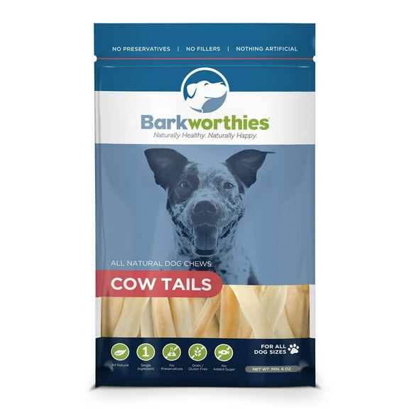 Barkworthies Cow Tails 6 oz  All Natural Dog Chews  Grain-Free
