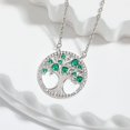 thumbnail image 1 of Zhuge Collar con colgante de árbol de la vida para hombres y mujeres, collar con árbol de la vida natural hueco con diamantes de agua (verde), 1 of 4