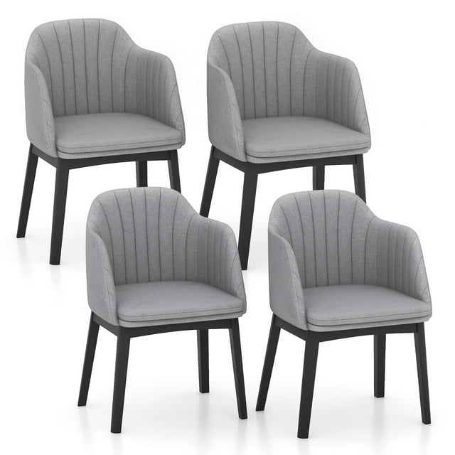 Gymax 4PCS Modern Dining Chairs Upholstered Velvet Accent Chairs w/ Curved Backrests
