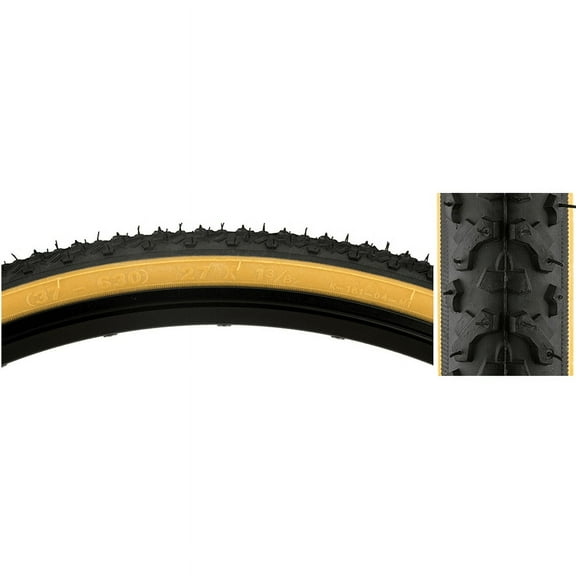 Sunlite Hybrid Road Bicycle Clincher Tire 27" x 1-3/8", Black and Tan