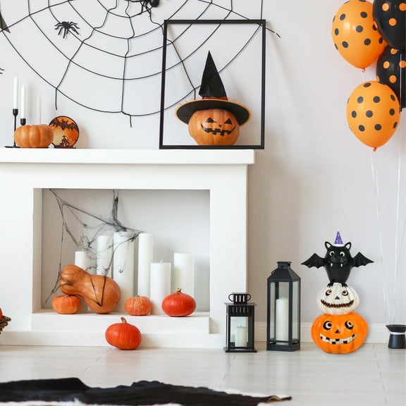 22" Pre-Lit Bat Standing on Pumpkins