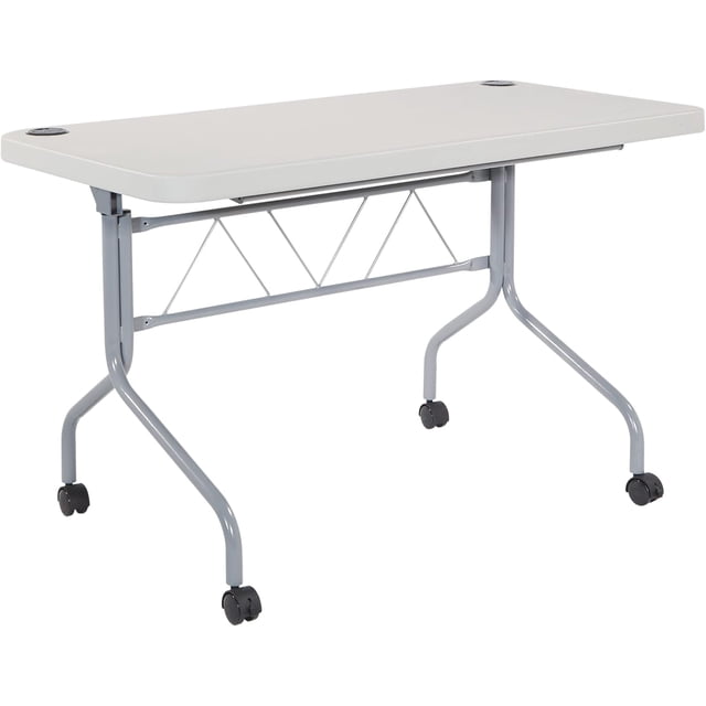 Table Pliante Centrale Rectangulaire Polyvalente en Résine pour Bureau, Longue, à Hauteur Réglable