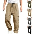 thumbnail image 7 of Chiccall Mens Cargo Pants with 6 Pockets Casual Cotton Baggy Drawstring Loose Fit Wide Leg Hip Hop Streetwear, 7 of 7
