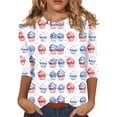 thumbnail image 4 of Independence Day Womens Tops Three Quarter Sleeve Shirt USA Patriotic Flag Graphic Print Top, 4 of 6