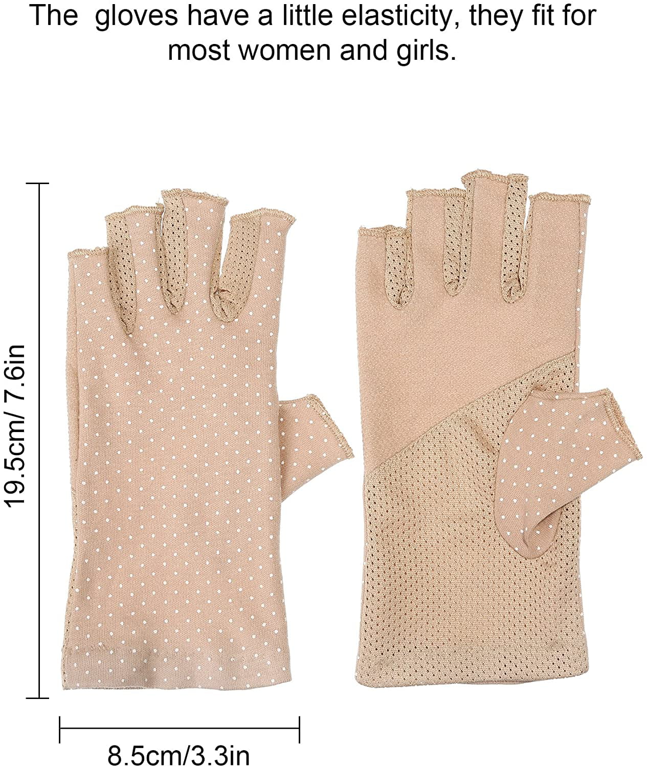 2 Pairs Women Sunscreen Arm Cotton Long Fingerless Gloves Summer UV Protection 
