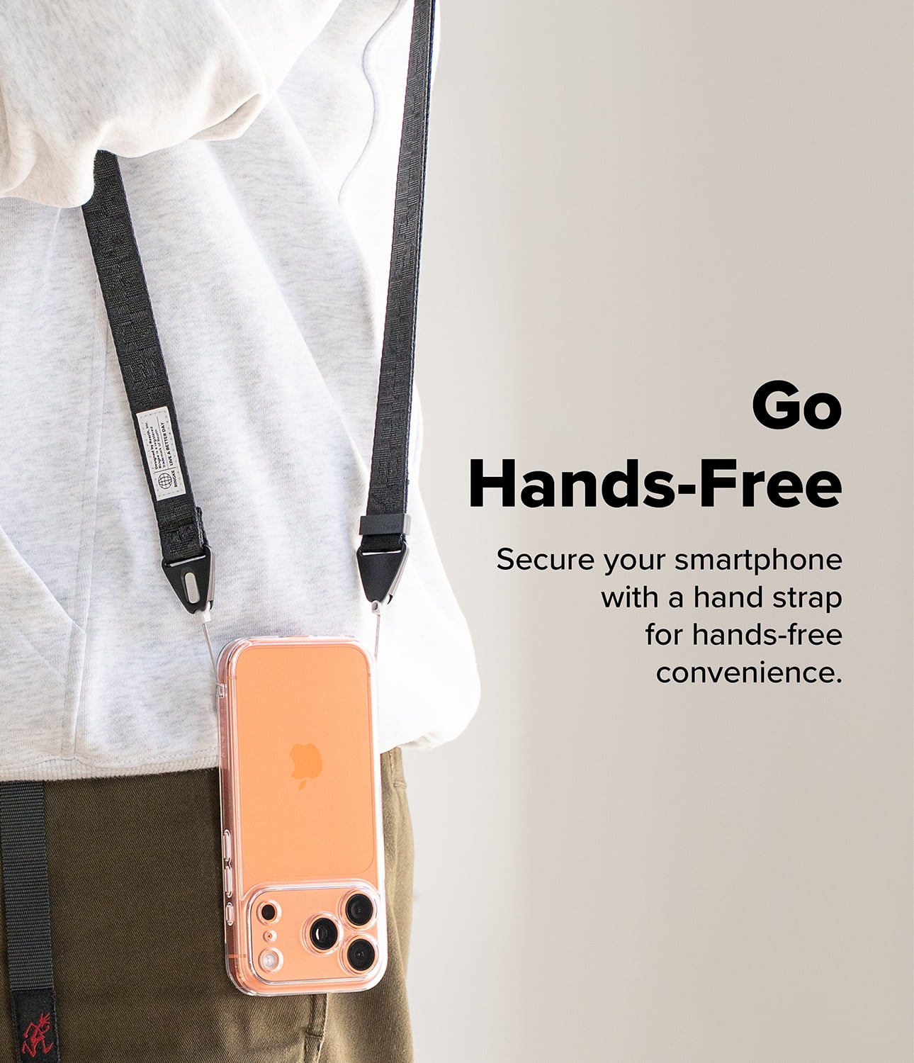 Ringke Shoulder Strap [Adjustable Length] for Cell Phone Cases, Keys, Cameras & ID QuikCatch Lanyard Adjustable Crossbody Strap - Lettering Black 3
