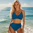 thumbnail image 3 of Women's Swimwear Tankini Set Beach Pool Cover Up Hollow Out Bikini Top With Swim Shorts Conservative Two Piece Bathing Suit Women's Board Shorts Long Tie Bra Swimsuits for Older Women with Sleeves, 3 of 5