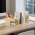 thumbnail image 6 of Fufafayo Desktop Notebook Organizer with 2 Drawers and Pen Cup, Plastic Steel Desk Storage Box for Books Stationery Small Items, Office Supplies Organizer for Home Desk Shelf Counter, 6 of 6