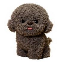 Pyaiiner Simulated Bichon Frise Toy with a Smile and Soft Tongue Stuffed Plush Toy Cute Puppy for Dog Lovers Birthday Christmas Gift