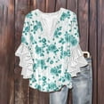 thumbnail image 4 of Wowcloth Womens V-Neck Blouse, Lace Detail 3/4 Sleeve with Buttons, Casual Floral Print Fashion Top for Daily Wear, 4 of 6
