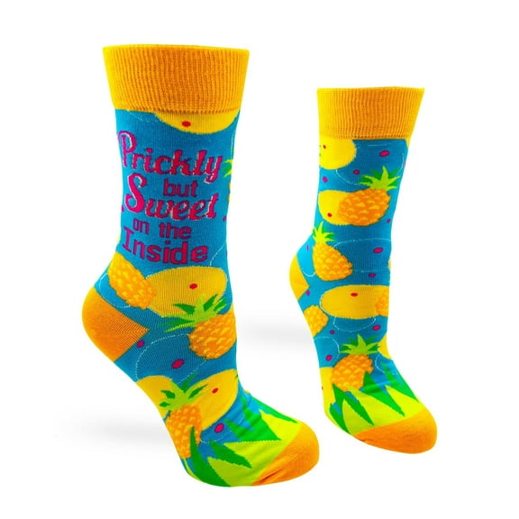 Fabdaz Prickly, But Sweet On The Inside Women's Pineapple Crew Socks